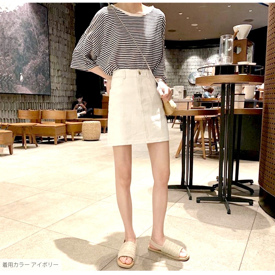 デニムスカート ハイウエスト 台形 ミニ ハイライズ デニム ミニ丈 ジーンズ ポケット カジュアル セクシー シンプル 無地 ストリート 韓国ファッション レディース 新作 春 夏 秋 ブラック ダークグレー ブルー ライトブルー アイボリー S M L XL JOCOSA 9104