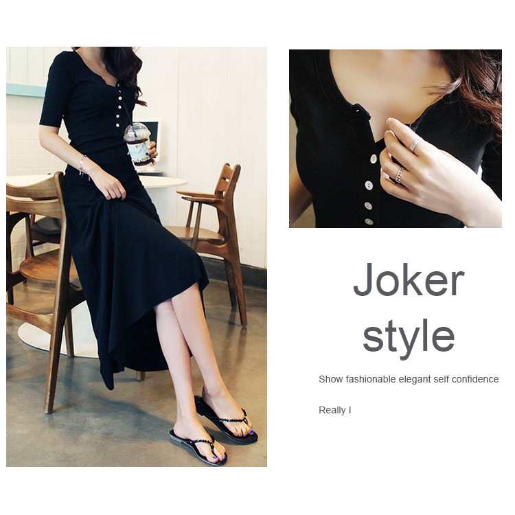 ワンピース レディース 春夏秋冬 半袖 ロング丈 前ボタン 膝下丈 フレア 裾ヘムライン シンプル 無地 カジュアル おしゃれ ルームウェア ブラック 黒 ネイビー JOCOSA 8273 送料無料 即納