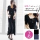 ワンピース レディース 春夏秋冬 半袖 ロング丈 前ボタン 膝下丈 フレア 裾ヘムライン シンプル 無地 カジュアル おしゃれ ルームウェア ブラック 黒 ネイビー JOCOSA 8273 送料無料 即納