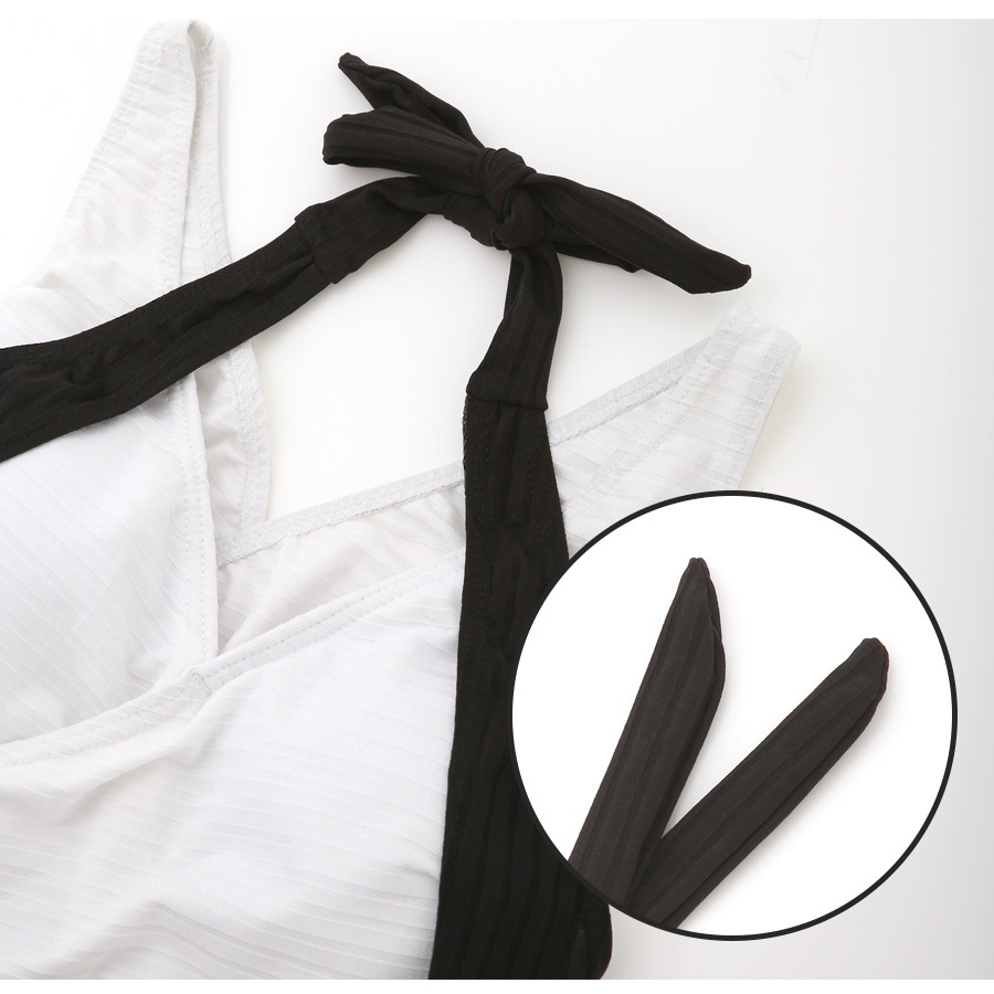 水着 ワンピース バイカラー ホルターネック ハイウエスト 体型カバー 着やせ セクシー 夏 パッド付き 大人 おしゃれ レディース ブラック ブラウン M L XL JOCOSA 9818