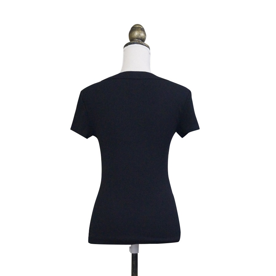 トップス レディース 半袖 春 夏 リブ Tシャツ カットソー スリット タイト 薄手 カジュアル ブラック ホワイト 黒 白 JOCOSA 8956 送料無料 即納