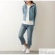 デニムジャケット ショート丈 アウター Gジャン フード付き 長袖 シンプル 春 秋 韓国ファッション レディース ブルー ネイビー S M L JOCOSA 9302