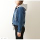 デニムジャケット ショート丈 アウター Gジャン フード付き 長袖 シンプル 春 秋 韓国ファッション レディース ブルー ネイビー S M L JOCOSA 9302