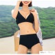 水着 ビキニ ハイウエスト 上下2点セット 体型カバー パッド付き セパレート 大人 シンプル おしゃれ レディース 夏 ブラック ブラウン M L XL JOCOSA 9819