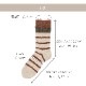 靴下 ソックス もこもこ ボーダー ロゴ 厚手 3足セット ランダム あったか レディース 春 秋 冬 アイボリー ブラウン グリーン 新作 フリーサイズ JOCOSA 9446