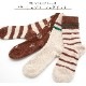靴下 ソックス もこもこ ボーダー ロゴ 厚手 3足セット ランダム あったか レディース 春 秋 冬 アイボリー ブラウン グリーン 新作 フリーサイズ JOCOSA 9446