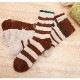 靴下 ソックス もこもこ ボーダー ロゴ 厚手 3足セット ランダム あったか レディース 春 秋 冬 アイボリー ブラウン グリーン 新作 フリーサイズ JOCOSA 9446