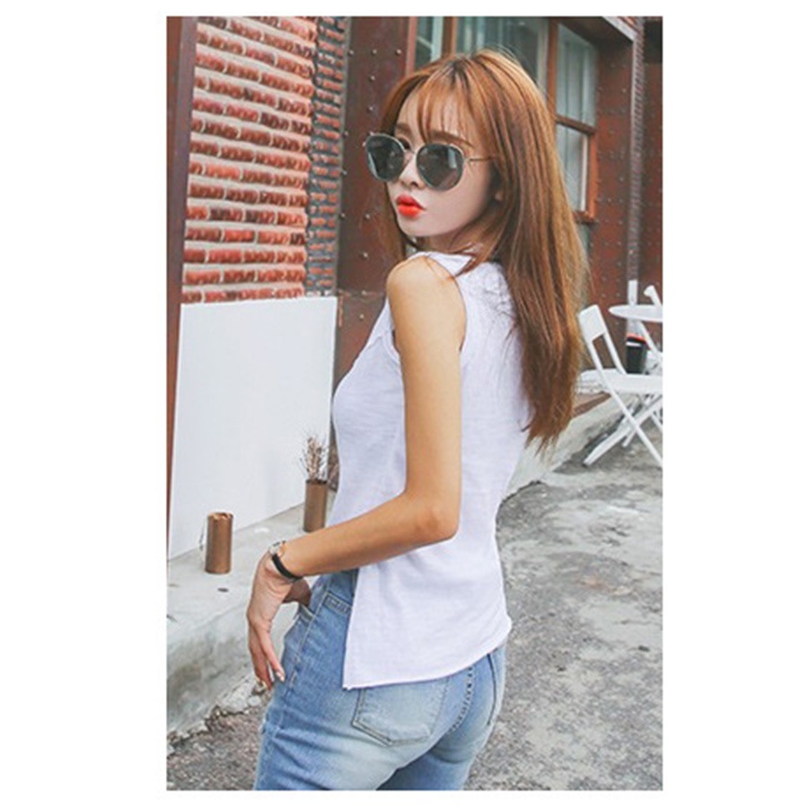 トップス レディース タンクトップ ノースリーブ スリット 切りっ