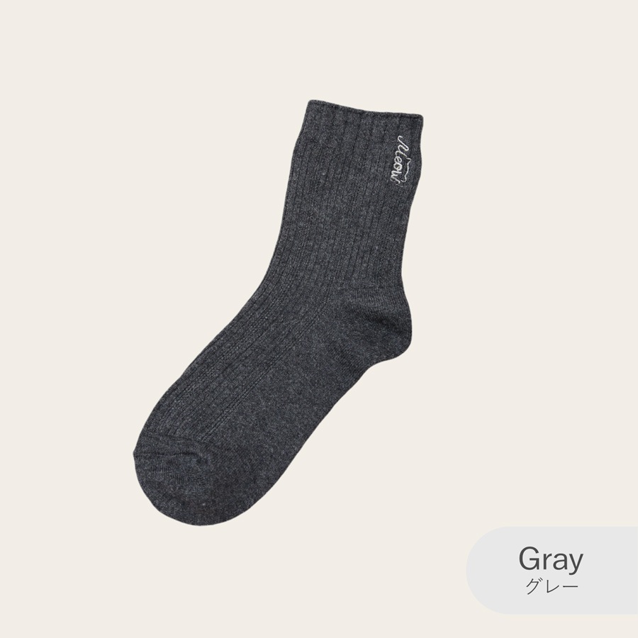 レディース ソックス 靴下セット リブ ロゴ刺繍 ウール ワンポイント シンプル クルー丈 かわいい 定番 くつ下 普段使い 合わせやすい カジュアル おしゃれ 黒 2足セット 黒 JOCOSA 9471
