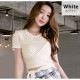 Ｔシャツ レディース 半袖 リボン フロントクロス へそ出し 2WAY ショート丈 春 夏 トップス 無地 綿 セクシー コットンカットソー 薄手 カジュアル ブラック ホワイト 黒 白 JOCOSA 8963 送料無料 即納