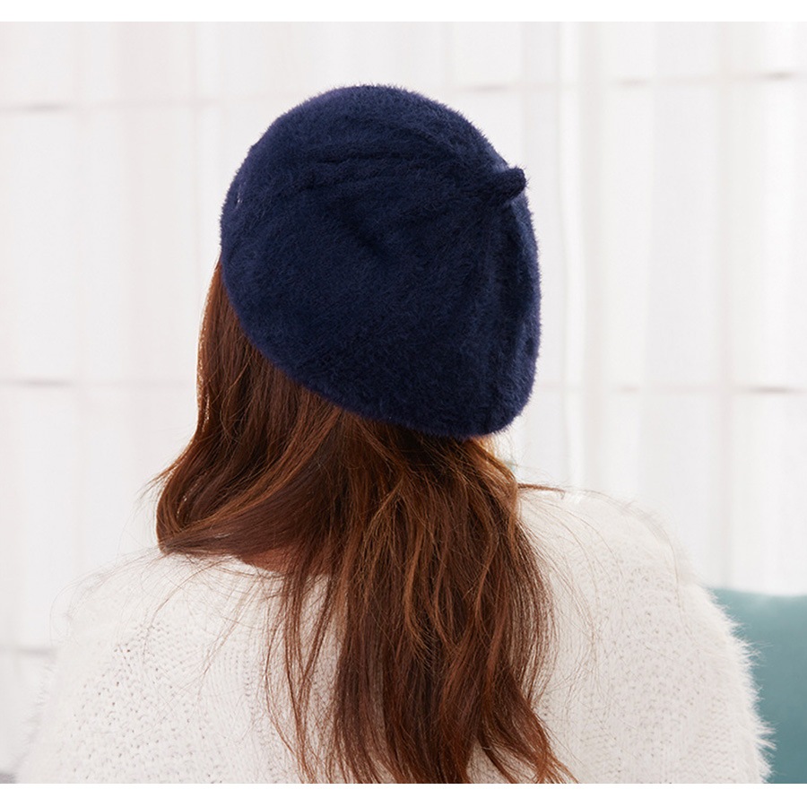 ベレー帽 レディース 帽子 ニット ふわふわ シンプル ロゴ 秋 冬 おしゃれ 可愛い 韓国 韓流 グレー ブラック 黒 アイボリーマスタード ピンク ブラウン 茶 ネイビー 紺 JOCOSA 8483 即納 送料無料