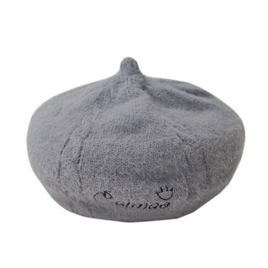 ベレー帽 レディース 帽子 ニット ふわふわ シンプル ロゴ 秋 冬 おしゃれ 可愛い 韓国 韓流 グレー ブラック 黒 アイボリーマスタード ピンク ブラウン 茶 ネイビー 紺 JOCOSA 8483 即納 送料無料