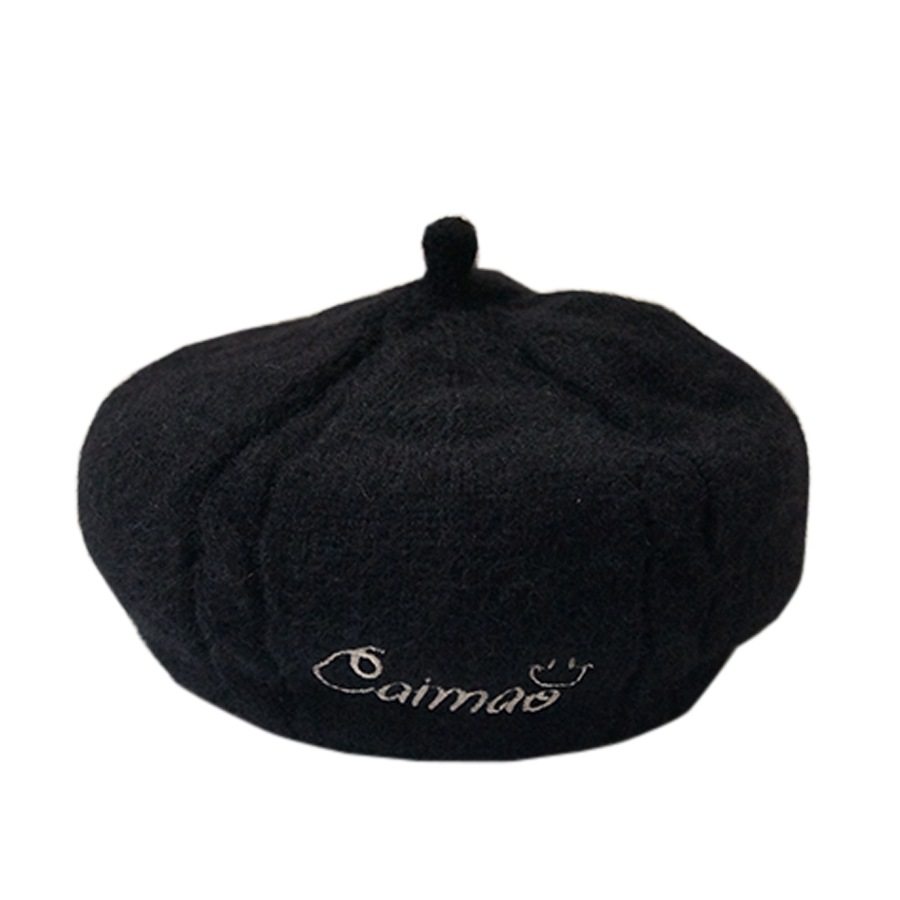 ベレー帽 レディース 帽子 ニット ふわふわ シンプル ロゴ 秋 冬 おしゃれ 可愛い 韓国 韓流 グレー ブラック 黒 アイボリーマスタード ピンク ブラウン 茶 ネイビー 紺 JOCOSA 8483 即納 送料無料