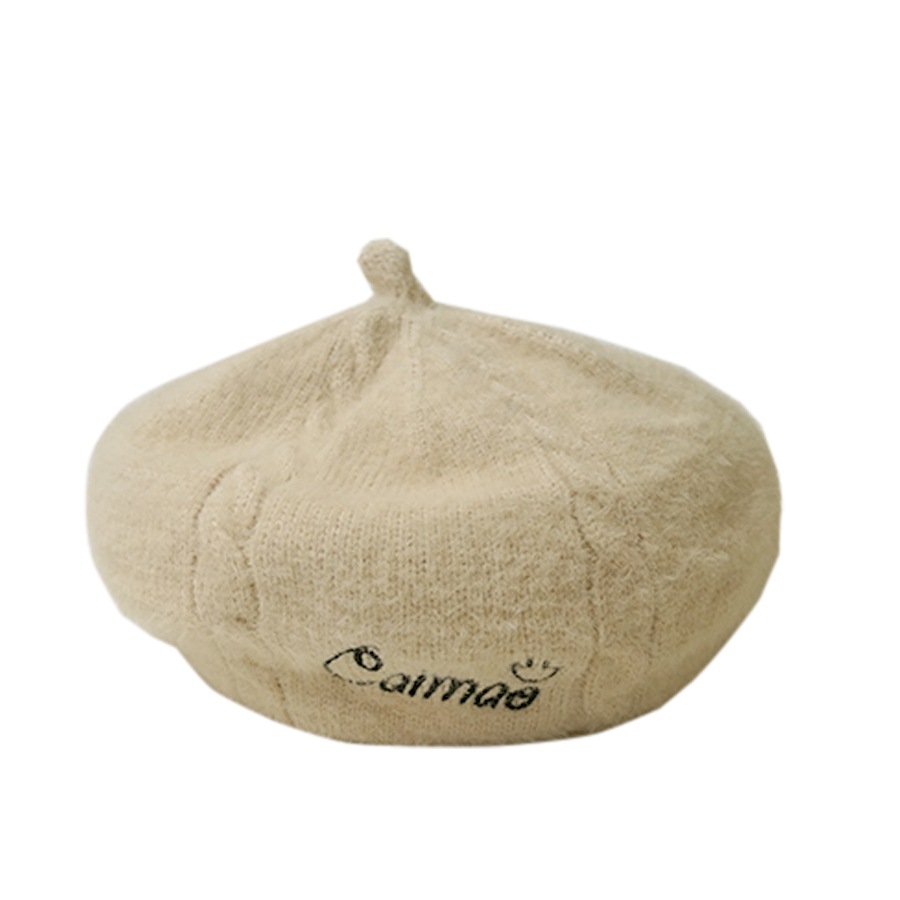 ベレー帽 レディース 帽子 ニット ふわふわ シンプル ロゴ 秋 冬 おしゃれ 可愛い 韓国 韓流 グレー ブラック 黒 アイボリーマスタード ピンク ブラウン 茶 ネイビー 紺 JOCOSA 8483 即納 送料無料
