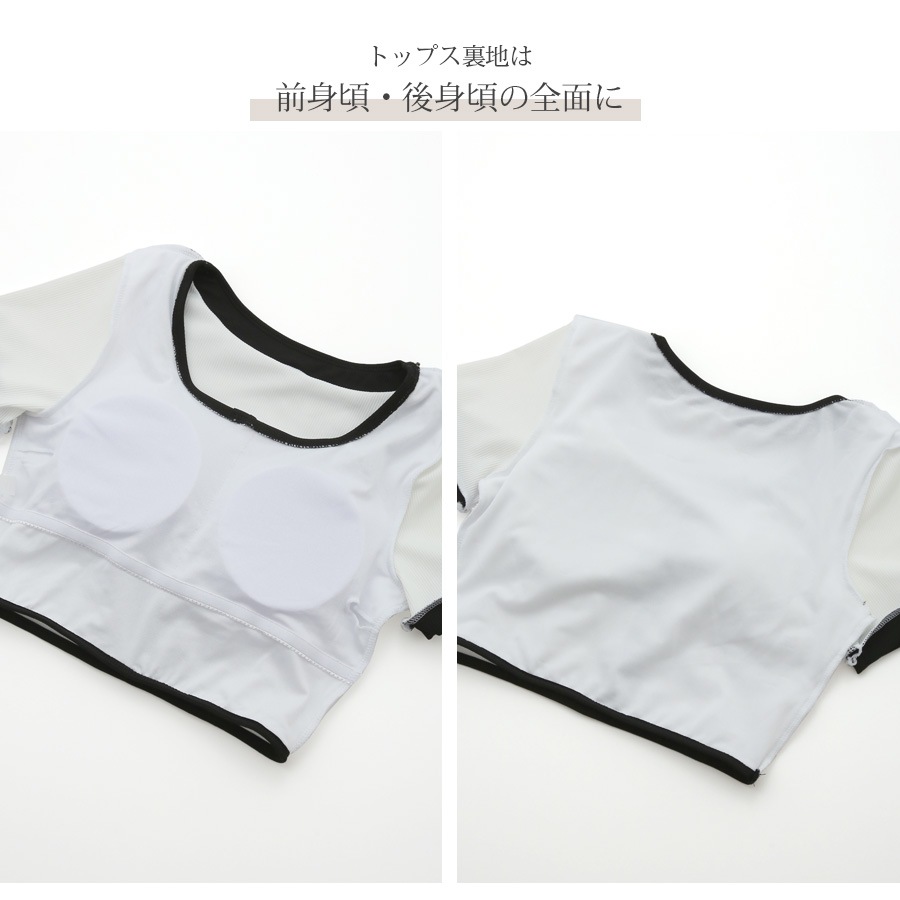 水着 上下2点セット 体型カバー ハイウエスト バイカラー パッド付き 半袖 セパレート 大人 シンプル おしゃれ レディース 夏 ホワイト ネイビー M L XL JOCOSA 9821