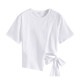 Ｔシャツ レディース 半袖 リボン アシンメトリー サイド開き 肌見せ 春 夏 トップス 無地 綿 セクシー コットン カットソー 薄手 カジュアル ブラック ホワイト ブルー黒 白 青 JOCOSA 8964 送料無料 即納