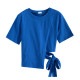 Ｔシャツ レディース 半袖 リボン アシンメトリー サイド開き 肌見せ 春 夏 トップス 無地 綿 セクシー コットン カットソー 薄手 カジュアル ブラック ホワイト ブルー黒 白 青 JOCOSA 8964 送料無料 即納