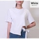Ｔシャツ レディース 半袖 リボン アシンメトリー サイド開き 肌見せ 春 夏 トップス 無地 綿 セクシー コットン カットソー 薄手 カジュアル ブラック ホワイト ブルー黒 白 青 JOCOSA 8964 送料無料 即納