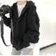 パーカー オーバーサイズ 裏起毛 フード トップス 長袖 韓国ファッション 秋 冬 大きいサイズ ストリート ギャル レディース 新作 ブラック 黒 グレー 灰 ブルー 青 S M L JOCOSA 8388