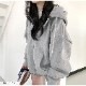 パーカー オーバーサイズ 裏起毛 フード トップス 長袖 韓国ファッション 秋 冬 大きいサイズ ストリート ギャル レディース 新作 ブラック 黒 グレー 灰 ブルー 青 S M L JOCOSA 8388