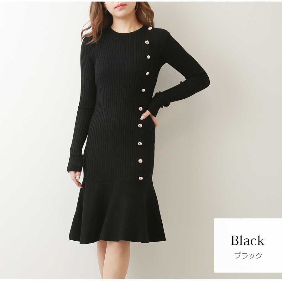 ◆JIGOTT(ジゴット)ボタンポケットマーメイドワンピース ワンピース タイトワンピース マーメイド セクシーワンピース