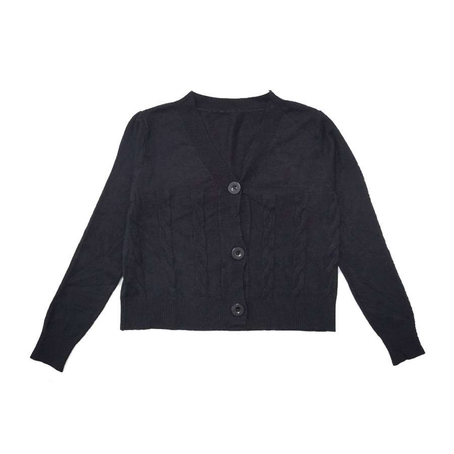 カーディガン ケーブル編み 長袖 ニット 無地 韓国ファッション