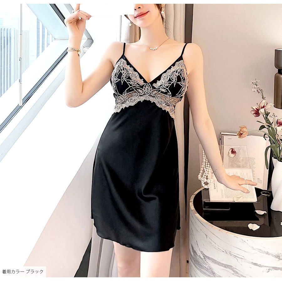 セクシーランジェリー ベビードール ネグリジェ レース キャミソールワンピース 下着 パッド カップ付き ルームウェア セクシー 夏 パジャマ キャミソール 春 韓国ファッション 大人 透け 部屋着 秋 冬 レディース ブラック ホワイト レッド グリーン M L JOCOSA 9206