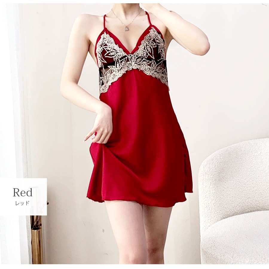 セクシーランジェリー ベビードール ネグリジェ レース キャミソールワンピース 下着 パッド カップ付き ルームウェア セクシー 夏 パジャマ キャミソール 春 韓国ファッション 大人 透け 部屋着 秋 冬 レディース ブラック ホワイト レッド グリーン M L JOCOSA 9206