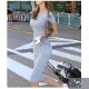 ワンピース レディース 半袖 ひざ丈 ミディアム丈 ギャザー 無地 タイト セクシー 春 夏 シンプル 綿 コットン カジュアル ルームウェア グレー ブラック 黒 JOCOSA 8812 送料無料 即納