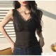 インナー タンクトップ カップ付きインナー パッド付き レース Vネック 美胸 レディース 春 夏 秋 冬 新作 ブラック ベージュ アイボリー M L XL JOCOSA 8568