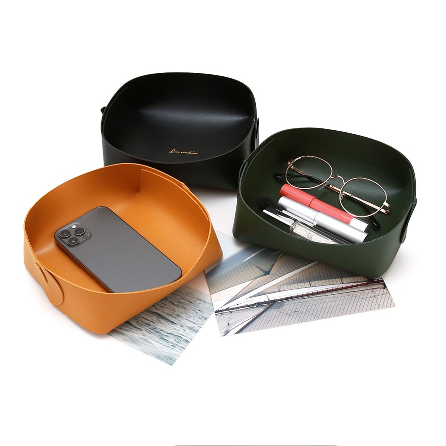 収納グッズ レザートレイ 折り畳み 15cm 小物入れ 小物トレー レザー