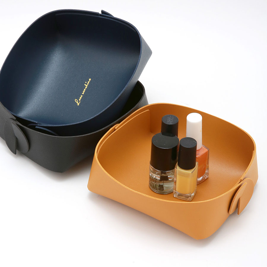 【りさ】小物入れ 収納グッズ レザートレイ 折り畳み 12cm 小物入れ 小物トレー