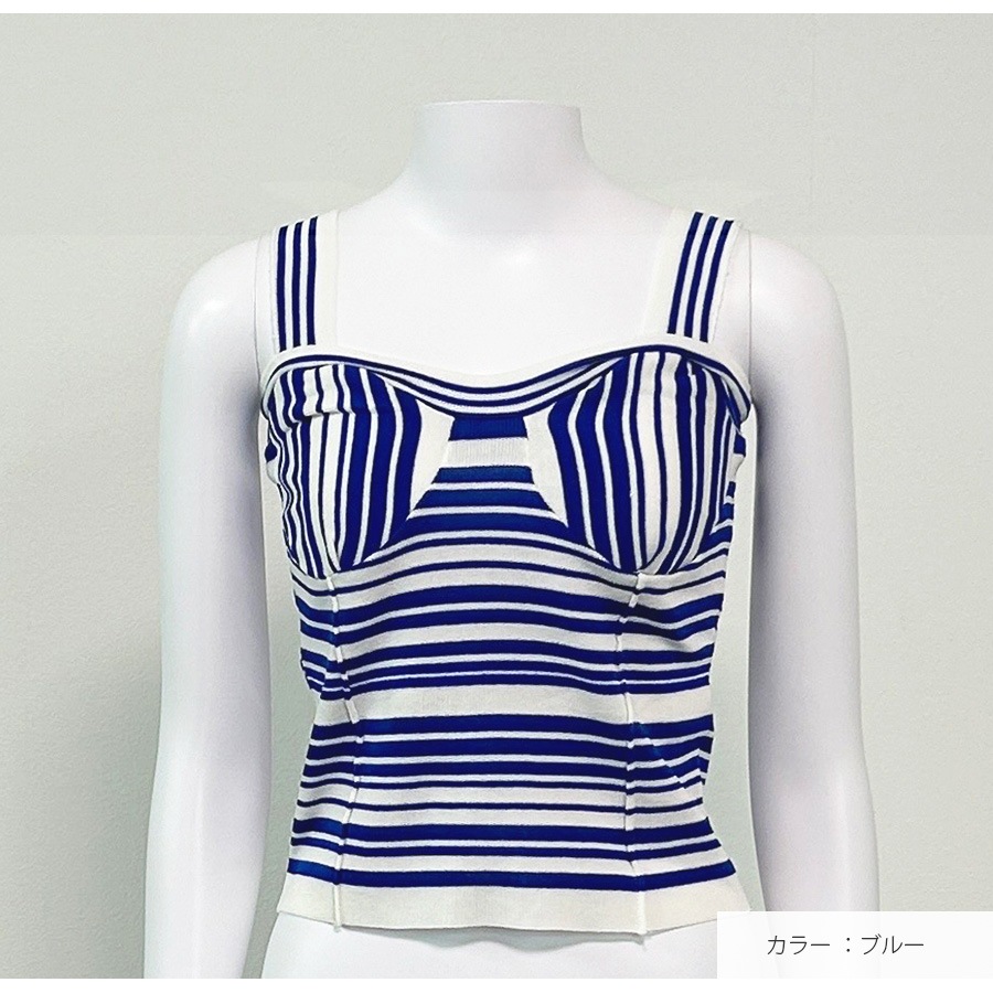 ニット タンクトップ トップス ミディ丈 ノースリーブ リブニット レディース 春服 夏服 JOCOSA 7249