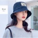 バケットハット デニム 帽子 レディース タグ 折りたたみ アジャスター付き シンプル ストリート カジュアル 春 夏 秋 冬 新作  おしゃれ 可愛い 韓国 韓国ファッション ブルー 青 ライトブルー 水色 ブラック 黒 フリーサイズ JOCOSA 8455