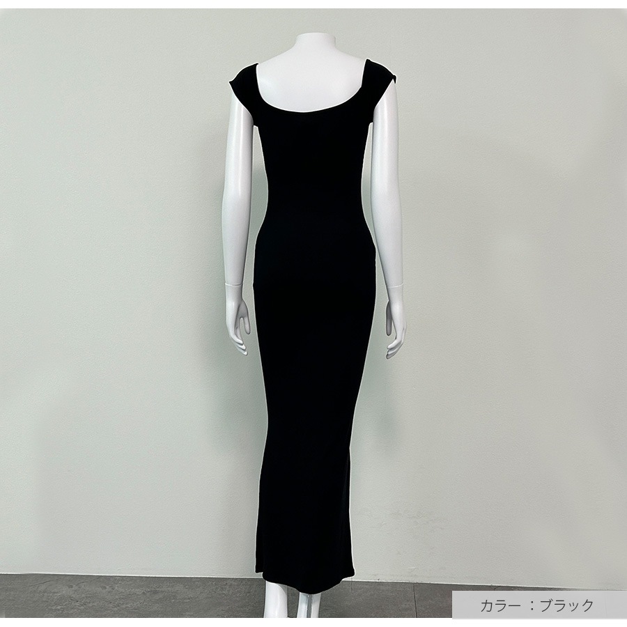 ワンピース ニット オフショルダー タイト ロング丈 半袖 春服 夏服 JOCOSA 5002