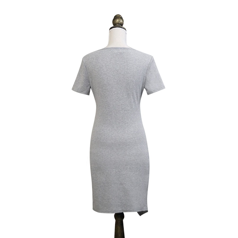 ワンピース レディース 半袖 アシンメトリー Ｖネック ショート丈 ミニ 細リブ 二枚仕立て 薄手 春 夏 秋 冬 シンプル セクシーブラック 黒 グレー JOCOSA 8816 送料無料 即納