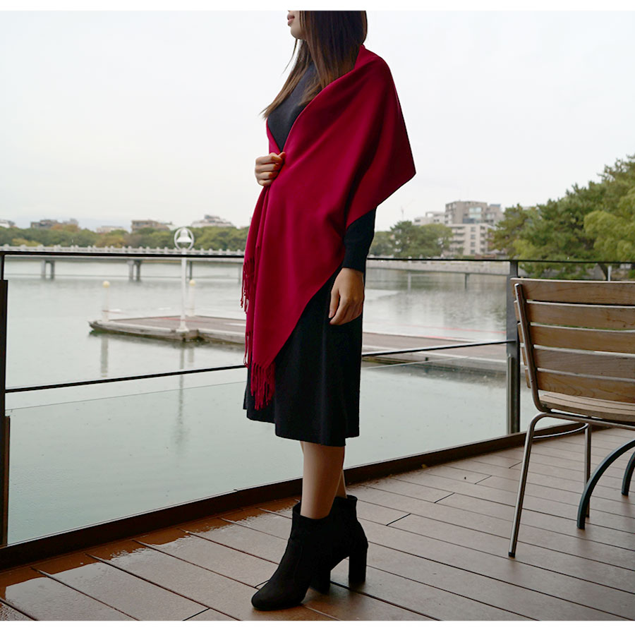 ストール レディース 大判 カシミアタッチ マフラー 無地 春 夏 秋 冬 ショール 羽織 ひざ掛け ブランケット 防寒 薄手 イエロー 黄色 サーモンピンク レッド 赤 コバルトブルー グレージュ グレー ブルー 青 ダークグレー カーキ ブラック 黒JOCOSA 8481 送料無料 即納