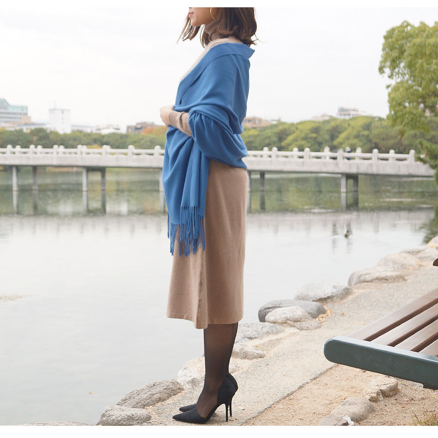 ストール レディース 大判 カシミアタッチ マフラー 無地 春 夏 秋 冬 ショール 羽織 ひざ掛け ブランケット 防寒 薄手 イエロー 黄色 サーモンピンク レッド 赤 コバルトブルー グレージュ グレー ブルー 青 ダークグレー カーキ ブラック 黒JOCOSA 8481 送料無料 即納