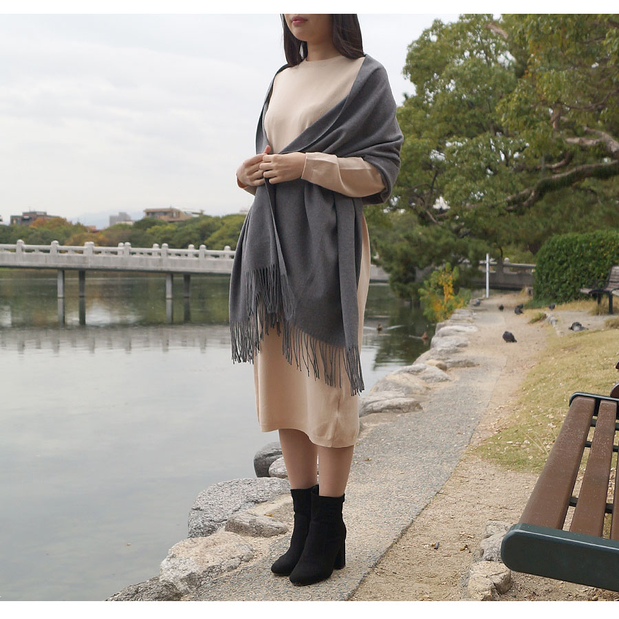 ストール レディース 大判 カシミアタッチ マフラー 無地 春 夏 秋 冬 ショール 羽織 ひざ掛け ブランケット 防寒 薄手 イエロー 黄色 サーモンピンク レッド 赤 コバルトブルー グレージュ グレー ブルー 青 ダークグレー カーキ ブラック 黒JOCOSA 8481 送料無料 即納