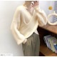 ニット トップス クロス 長袖 トップス セーター レイヤード風 秋 春 Vネック 無地 ショート丈 オフィスカジュアル セクシー シンプル 無地 韓国ファッション 大人 レディース ブラック オフホワイト グレー ベージュ ブラウン アイボリー フリーサイズ JOCOSA 7157