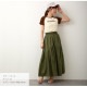 ギャザー切り替え ロングスカート ボトムス ロング丈 レディース 春 夏 秋 新作 ブラック ホワイト グレージュ カーキ M L JOCOSA 9137