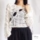 トップス ニット メッシュ 長袖 ラウンドネック ショート丈 春服 夏服 新作 JOCOSA 7250