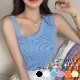 タンクトップ トップス ニット ショート丈 ノースリーブ リブニット レディース フリーサイズ JOCOSA 7248
