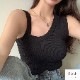 タンクトップ トップス ニット ショート丈 ノースリーブ リブニット レディース フリーサイズ JOCOSA 7248