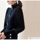 ニットトップス ハイネック シースルー ブラウス 長袖 金ボタン レース リブニット 韓国ファッション 秋 大人 キレイめ 上品 レディース 春 新作 ブラック 黒 ホワイト 白 ベージュ ブラウン 茶色 フリーサイズ JOCOSA 7050
