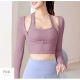 スポーツウェア トップス セクシー 指穴 ショート丈 肌見せ 長袖 スクエアネック ベルト レディース 韓国ファッション ジム 春 秋 冬 ブラック アイボリー ピンク S M L JOCOSA 8762