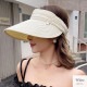 サンバイザー 麦わら 帽子 リボン つば広 調整付き シンプル 春 夏 秋 新作 おしゃれ 大人可愛い ブラック ホワイト ピンク ブラウン アイボリー フリーサイズ JOCOSA 9432