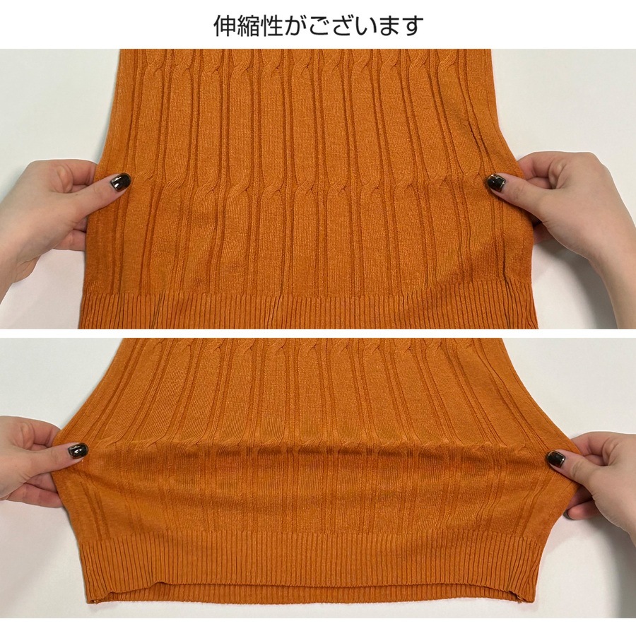 トップス リブニット ハイネック ノースリーブ 薄手 レディース フリーサイズ JOCOSA 7247