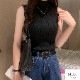 トップス リブニット ハイネック ノースリーブ 薄手 レディース フリーサイズ JOCOSA 7247