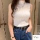トップス リブニット ハイネック ノースリーブ 薄手 レディース フリーサイズ JOCOSA 7247